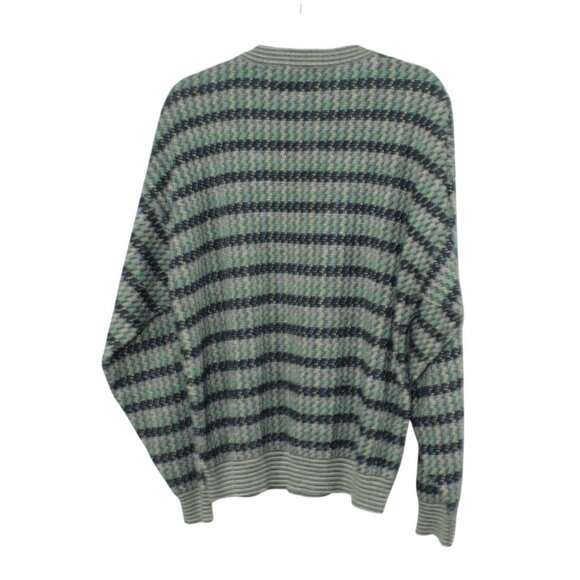 Vintage Expressions Gray Green Striped Acrylic Knit Sweater Size L Naturecore - Picture 4 of 9